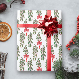 Grönt Holly Garland med Red Bows-jul Presentpapper