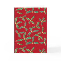 Grönt Holly Löv Gula blommor julkort