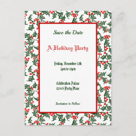 Grönt Holly Mönster Helgdag Redigerbart Spara datu Vykort