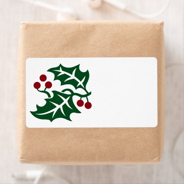 Grönt Holly och Red Berries Jul Helgdag Fraktsedel (Insitu)