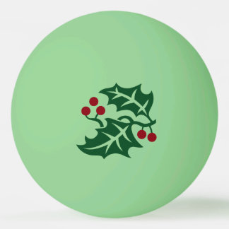 Grönt Holly och Red Berries Jul Helgdag Pingisboll