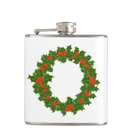 Grönt Holly och Red Berries Julfrand Fickplunta