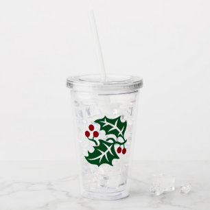 Grönt Holly Red Berries jul Helgdag Tema Take Away Mugg