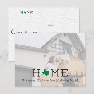 Grönt HOME Texas Flytta Announement Postcard Vykort