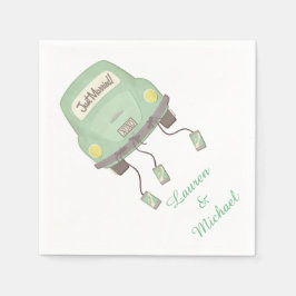 Grönt Honeymoon Car Bröllop Pappersservett