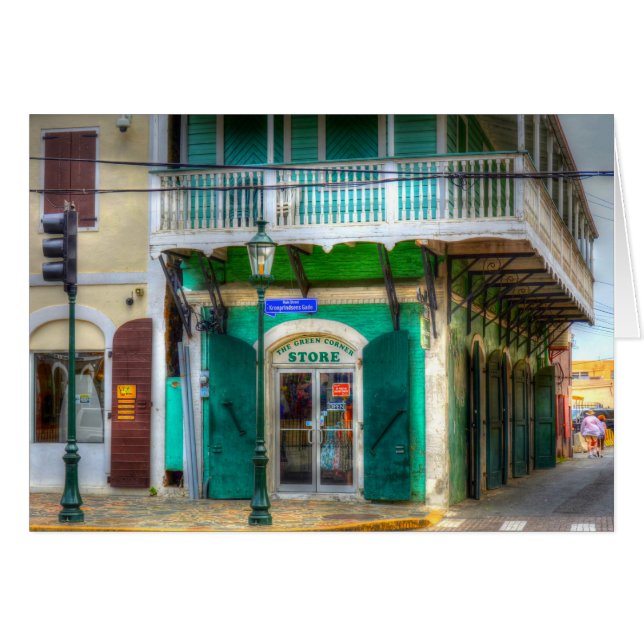 Grönt hörnlager hälsningskort (Framsidan Horizontal)