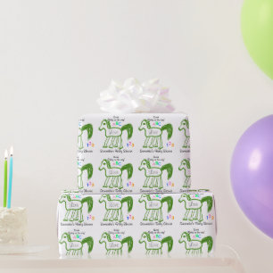 Grönt Horse Whimsical Baby Shower Presentpapper