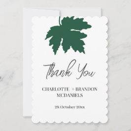 Grönt höstlöv bröllop tack  kort