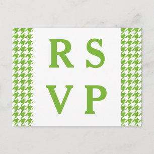 Grönt Houndstooth Bröllop OSA vycard Inbjudan Vykort