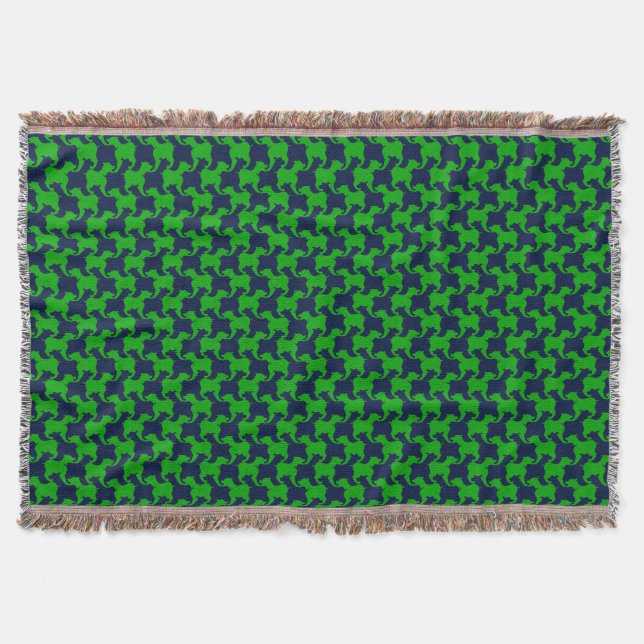 Grönt Houndstooth hundar Välj Färg Throw Blanket Mysfilt (Framsidan)