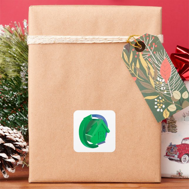 Grönt House and Pilar Fyrkantigt Klistermärke (Skapare uppladdad)