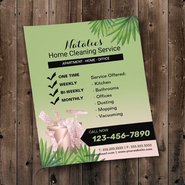 Grönt House Städning Hushållsservice Flygblad (Skapare uppladdad)