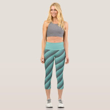 Grönt Hues Diagonal Rand Capri Leggings