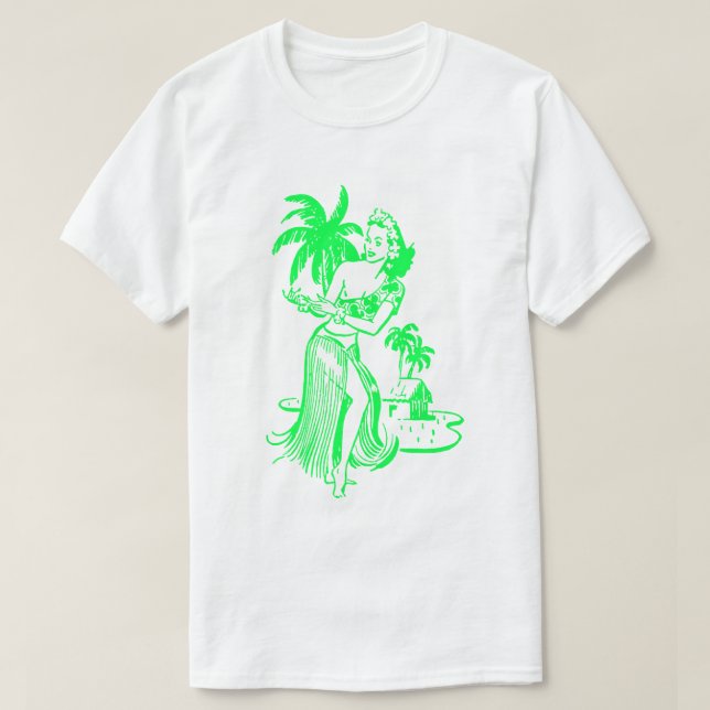 Grönt Hula Girl T-Shirt (Design framsida)