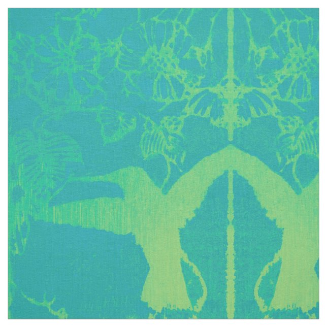 Grönt Hummingbird Fabric Tyg (Provkarta)