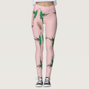 Grönt Hummingbird guldfjäder Leggings