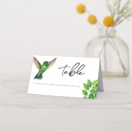 Grönt Hummingbird Leafy Botanical Gräns Bröllop Placeringskort