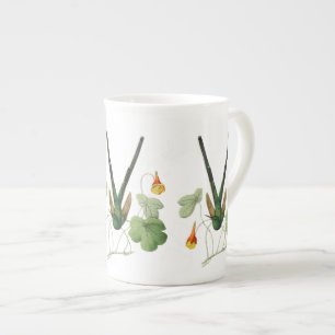 Grönt Hummingbird och Nasturtium Benporslin Mugg