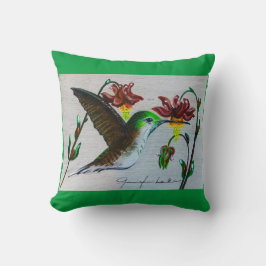 Grönt Hummingbird Pillow Kudde