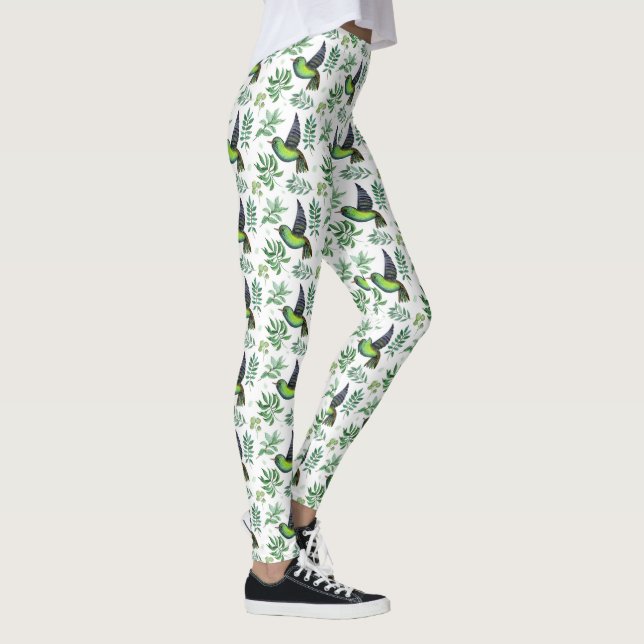 Grönt Hummingbird Women's Leggings - Snyggt Comfy (Höger)