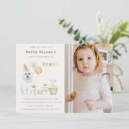 Grönt Hund: Födelsedag Foto Party Inbjudan