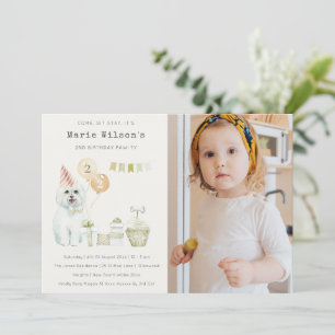 Grönt Hund: Födelsedag Foto Party Inbjudan