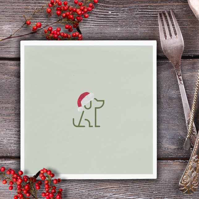 Grönt Hund kontur vid tomten Pappersservett (Throwing a holiday party? Matching cups, napkins, and  plates are perfect a perfectly festive!!)