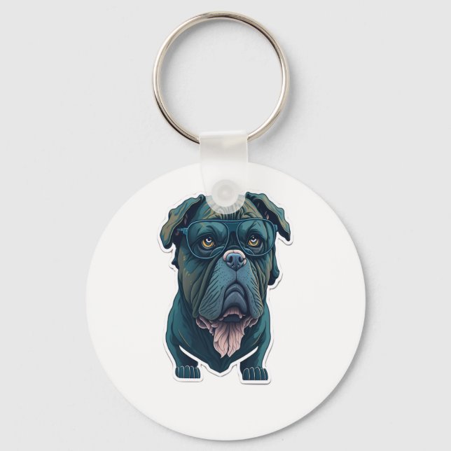 Grönt hund med glas nyckelring (Framsida)