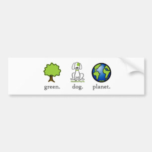 Grönt. Hund. Planet. Bildekal