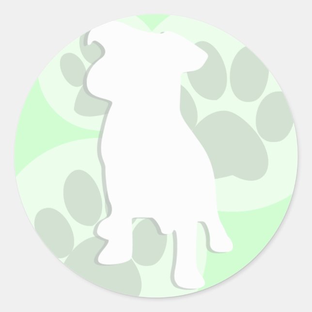 Grönt Hund Silhouette Stickers Runt Klistermärke (Framsida)