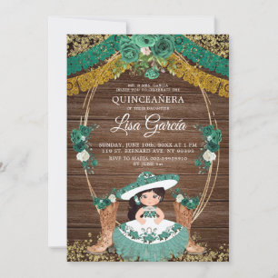 Grönt Hunter Mexican Boot Charra Mis Quince Inbjudningar