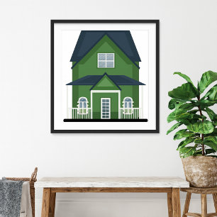 Grönt Hus Bostadshus Poster