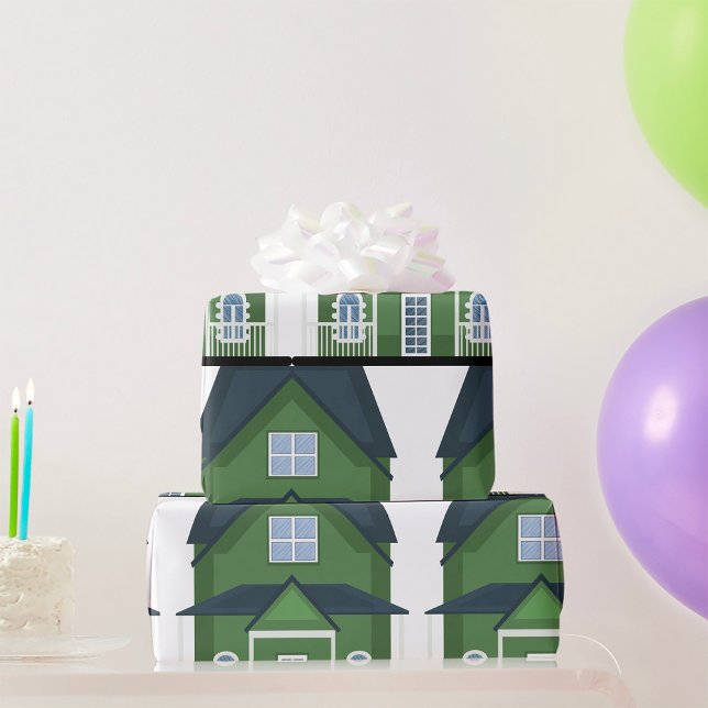 Grönt Hus Bostadshus Presentpapper (Skapare uppladdad)