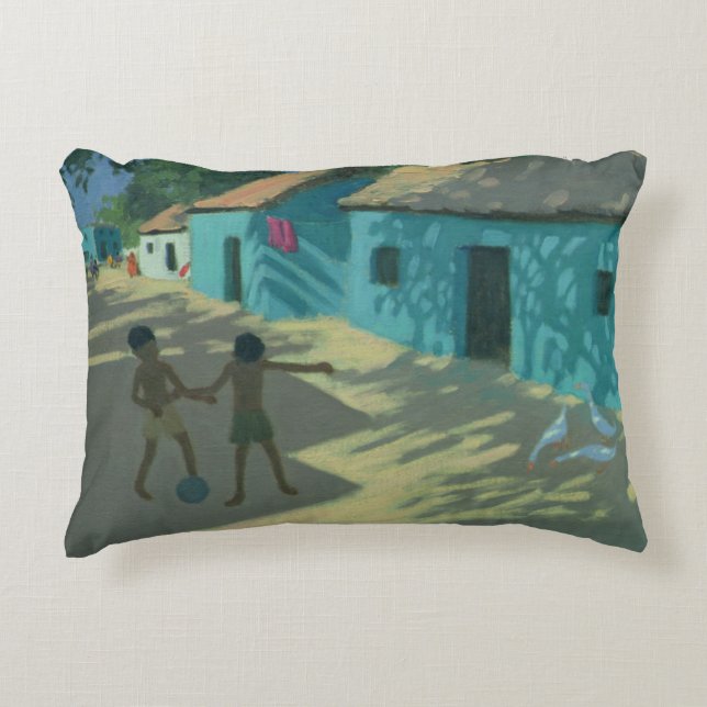 Grönt hus Indien Prydnadskudde (Framsidan)