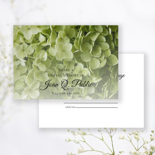 Grönt Hydrangea Blommigt ett minnesfack Anteckningskort