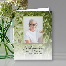 Grönt Hydrangea Blommigt Funeral Memorial Sympati Tack Kort