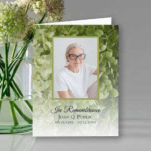 Grönt Hydrangea Blommigt Funeral Memorial Sympati Tack Kort