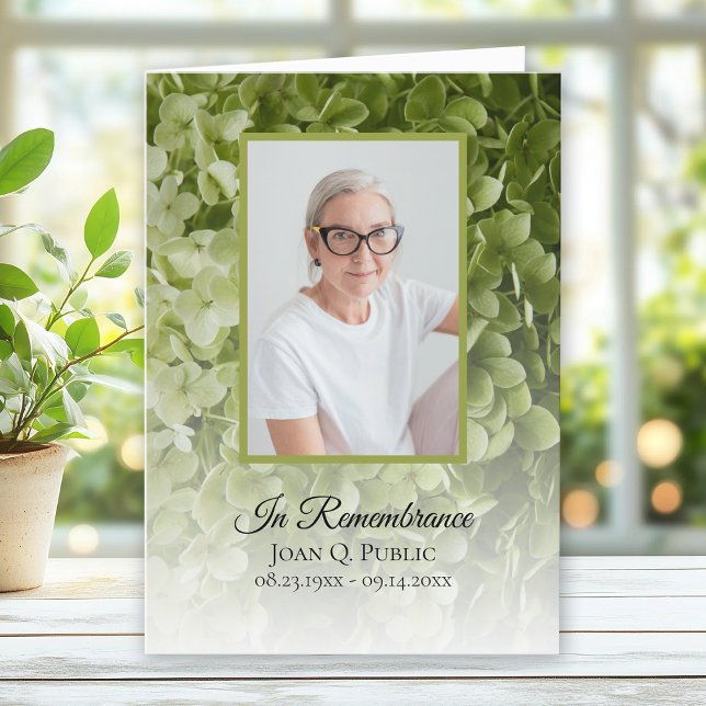 Grönt Hydrangea Blommigt Funeral Service Foldad Program (Skapare uppladdad)