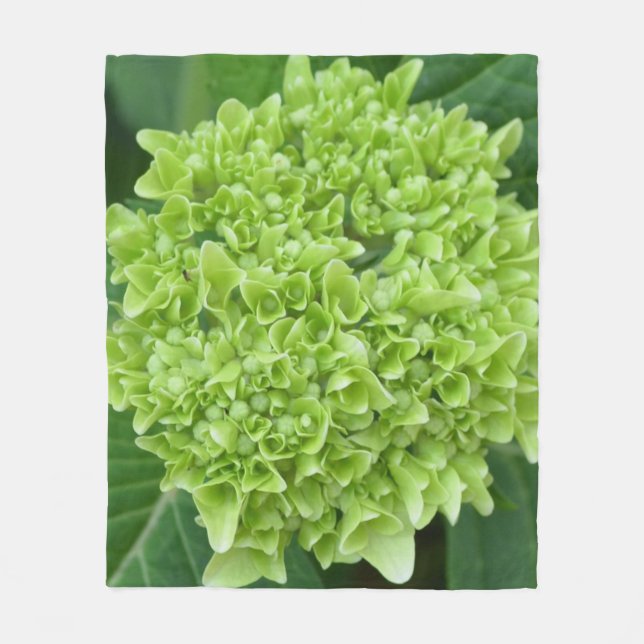 Grönt Hydrangea Fleecefilt (Framsidan)