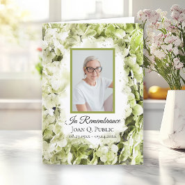 Grönt Hydrangea Flowers Funeral Service Foldad Program