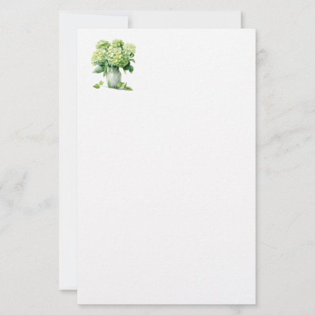 Grönt Hydrangea Pappersvaror Papper (Framsida)