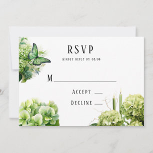 Grönt Hydrangea Rehearsal Dinner Bröllop OSA Card Inbjudningar