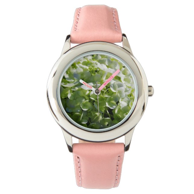Grönt Hydrangeas Flowers Armbandsur (Framsida)