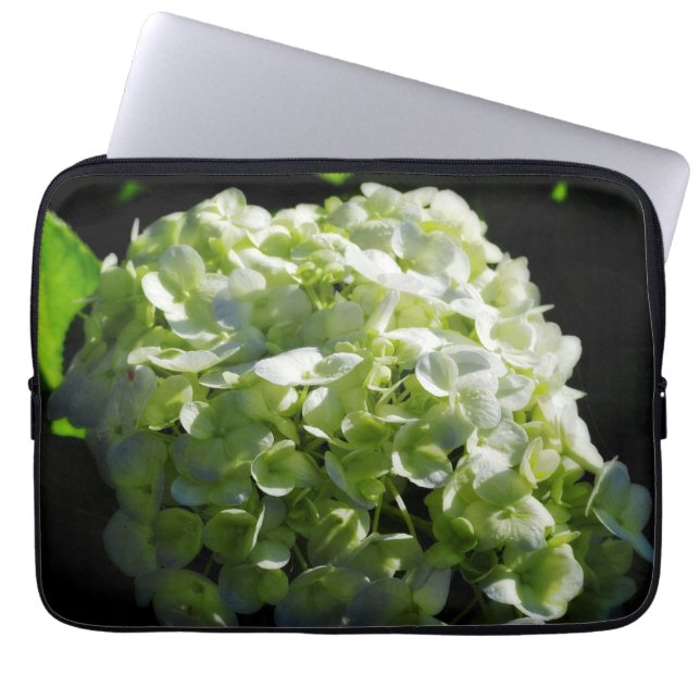 Grönt Hydrangeas Flowers Laptop Sleeve (Framsidan)