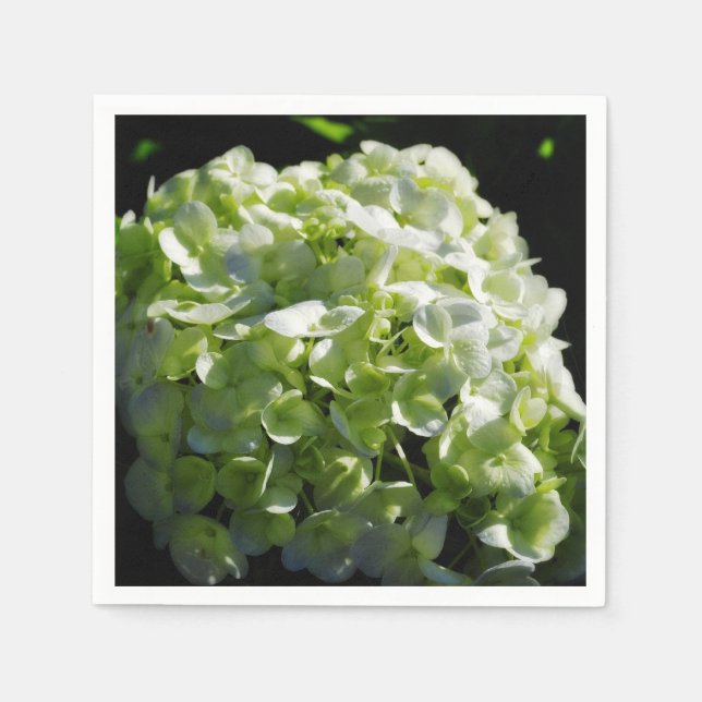 Grönt Hydrangeas Flowers Pappersservett (Framsidan)