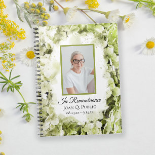 Grönt Hydrangeas Watercolor Funeral Guest Bok Anteckningsbok