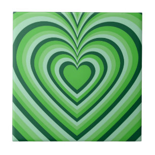 Grönt Hypnotic Heart Kärlek Mönster Kakelplatta