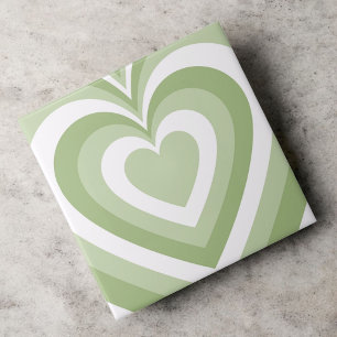 Grönt Hypnotic Heart Kärlek Mönster Kakelplatta