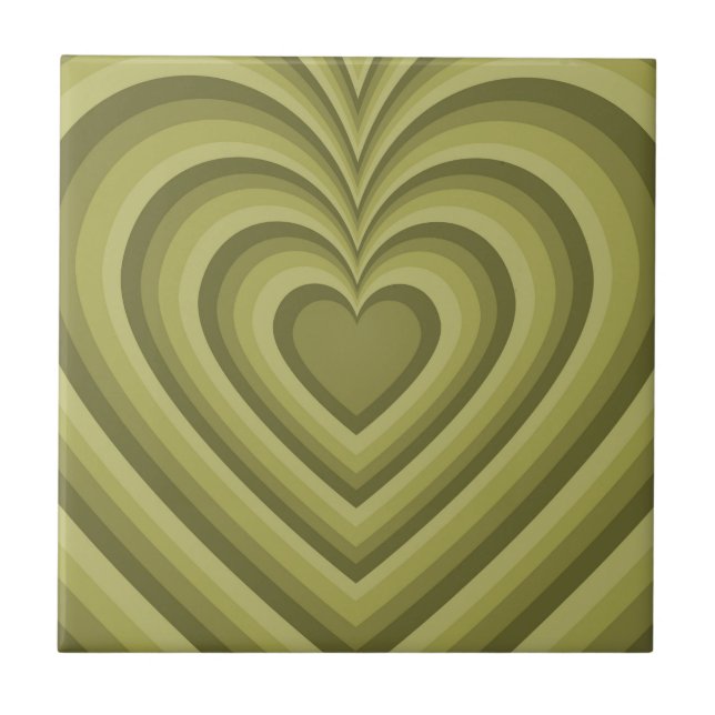 Grönt Hypnotic Heart Kärlek Mönster keramik Tile Kakelplatta (Framsidan)