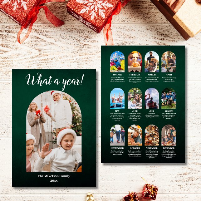 Grönt i år vid granskning av multifotomagning jul meddelande (Skapare uppladdad)